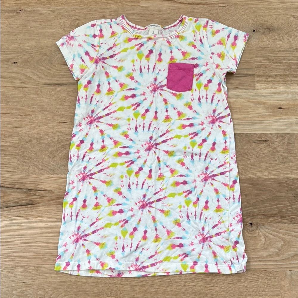 Colorful Tie-Dye T-Shirt Dress with Pocket